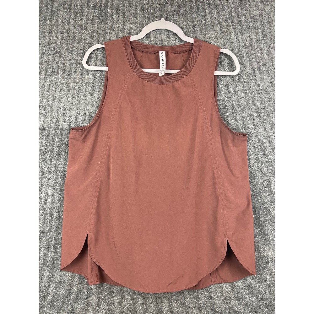 Athleta Zephyr Tank Top Women Large Mauve Brown Excellent High Low Hem